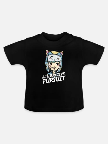Furry Fandom Fursuits Niedlich - Baby Bio-T-Shirt mit Rundhals - Schwarz
