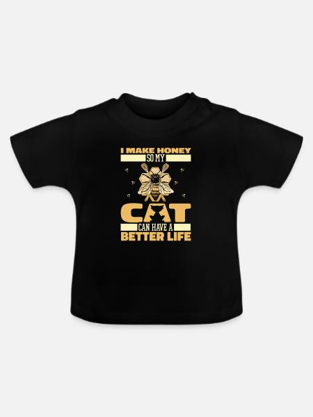 Imker Bienenzüchter Katze - Baby Bio-T-Shirt mit Rundhals - Schwarz