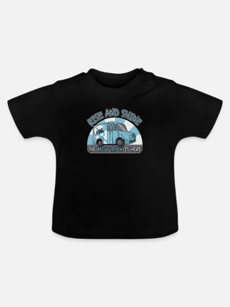 Kuh Milch Cool Milchwagen - Baby Bio-T-Shirt mit Rundhals - Schwarz