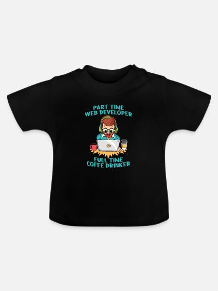 Web Entwickler Webdeveloper Kaffee - Baby Bio-T-Shirt mit Rundhals - Schwarz