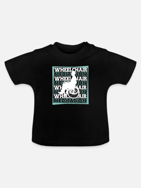 Meditation Meditieren Rollstuhl - Baby Bio-T-Shirt mit Rundhals - Schwarz