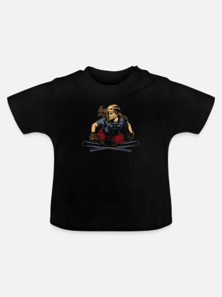 Softball - Baby Bio-T-Shirt mit Rundhals - Schwarz