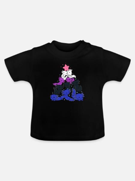 Genderfluide Axelotl - Baby Bio-T-Shirt mit Rundhals - Schwarz