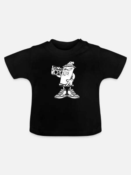 Ghettoblaster Sprühfarbe - Baby Bio-T-Shirt mit Rundhals - Schwarz