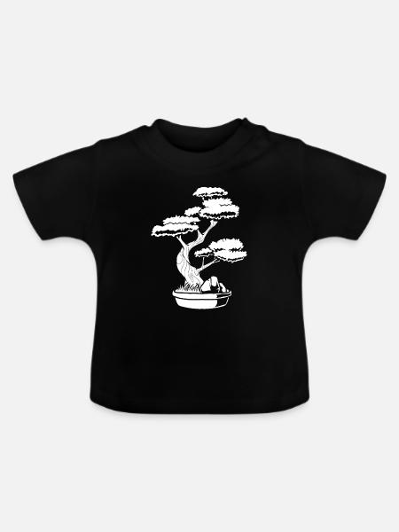 Bonsai Baum - Baby Bio-T-Shirt mit Rundhals - Schwarz