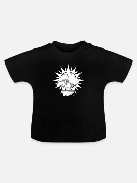 Bonsai Baum Sonne - Baby Bio-T-Shirt mit Rundhals - Schwarz