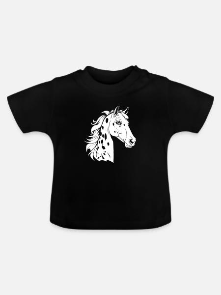 Pferd Reitsport - Baby Bio-T-Shirt mit Rundhals - Schwarz