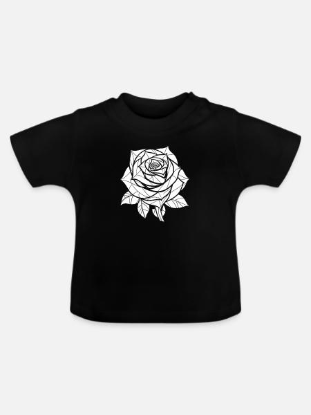 Rote Rose Goth - Baby Bio-T-Shirt mit Rundhals - Schwarz