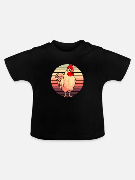 Huhn Henne - Baby Bio-T-Shirt mit Rundhals - Schwarz