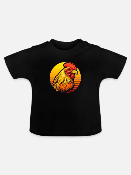 Huhn Henne - Baby Bio-T-Shirt mit Rundhals - Schwarz
