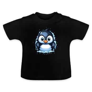 Cute Sweet Penguin Frost - Baby Bio-T-Shirt mit Rundhals - Schwarz - Vorne
