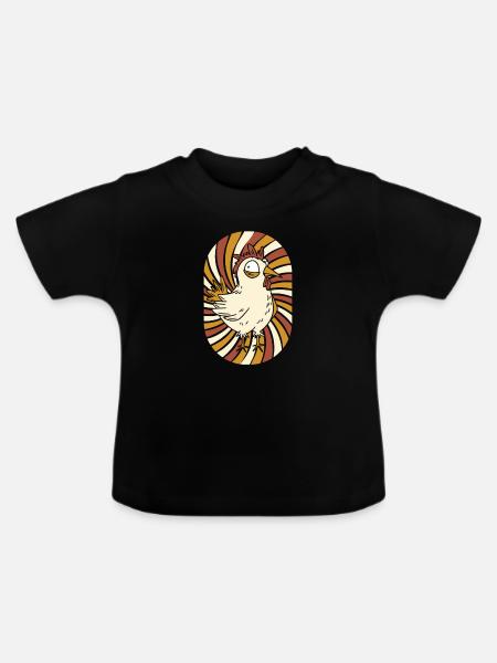 Huhn Henne - Baby Bio-T-Shirt mit Rundhals - Schwarz