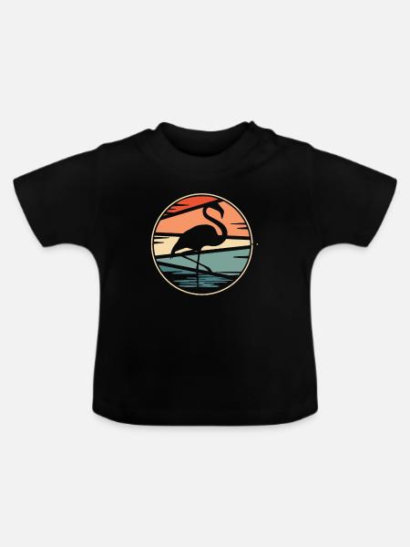 Flamingo - Baby Bio-T-Shirt mit Rundhals - Schwarz