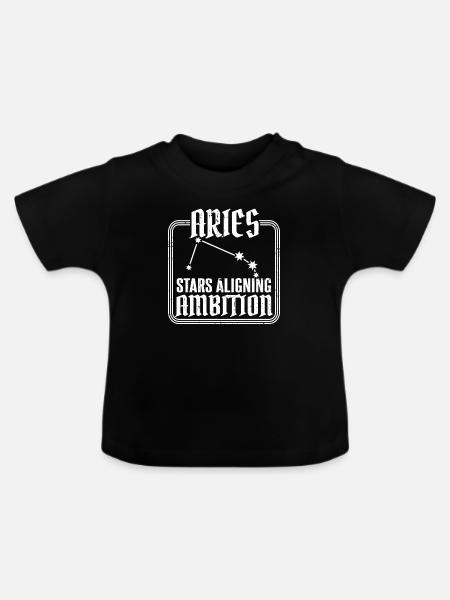 Widder Sternzeichen - Baby Bio-T-Shirt mit Rundhals - Schwarz