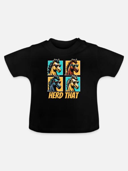 Pferd Reitsport - Baby Bio-T-Shirt mit Rundhals - Schwarz