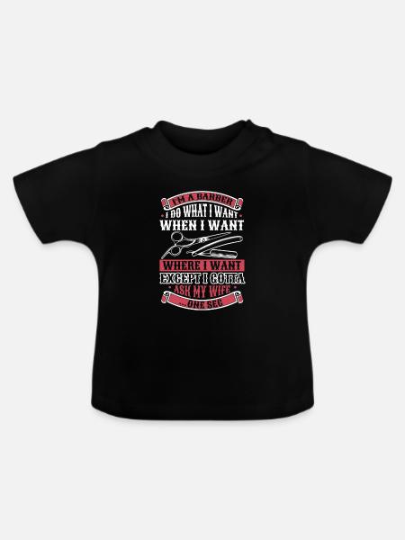 Barber Barbershop - Baby Bio-T-Shirt mit Rundhals - Schwarz