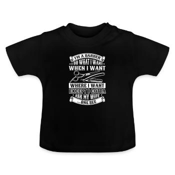 Barber Barbershop - Baby Organic T-Shirt with Round Neck - black - Front