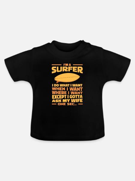 Surfer Surfen - Baby Bio-T-Shirt mit Rundhals - Schwarz