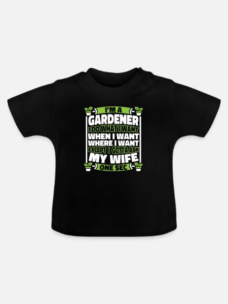 Hobbygärtner Garten - Baby Bio-T-Shirt mit Rundhals - Schwarz
