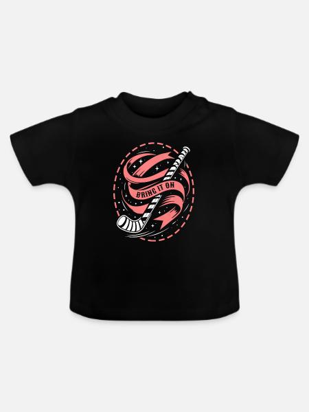 Eishockey Torwart Hockeyschläger - Baby Bio-T-Shirt mit Rundhals - Schwarz