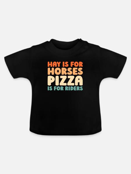 Pferd Reitsport Pizza - Baby Bio-T-Shirt mit Rundhals - Schwarz