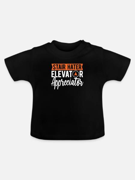 Fahrstuhl Aufzug - Baby Bio-T-Shirt mit Rundhals - Schwarz