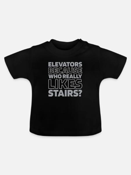 Fahrstuhl Aufzug - Baby Bio-T-Shirt mit Rundhals - Schwarz
