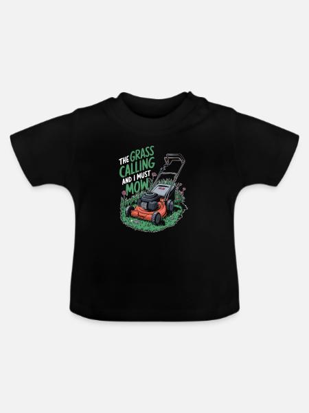 Rasenmäher Mähen - Baby Bio-T-Shirt mit Rundhals - Schwarz