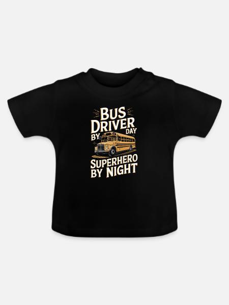 Bus Busfahrer - Baby Bio-T-Shirt mit Rundhals - Schwarz