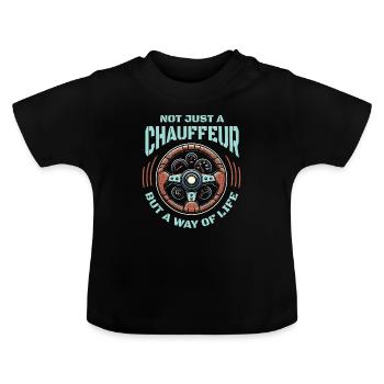 Chauffeur - T-shirt bio col rond Bébé - noir - Devant
