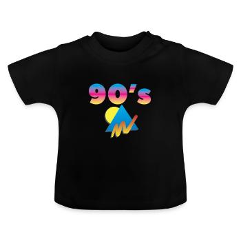 90's 90's party decade gift idea vintage - Baby Organic T-Shirt with Round Neck - black - Front