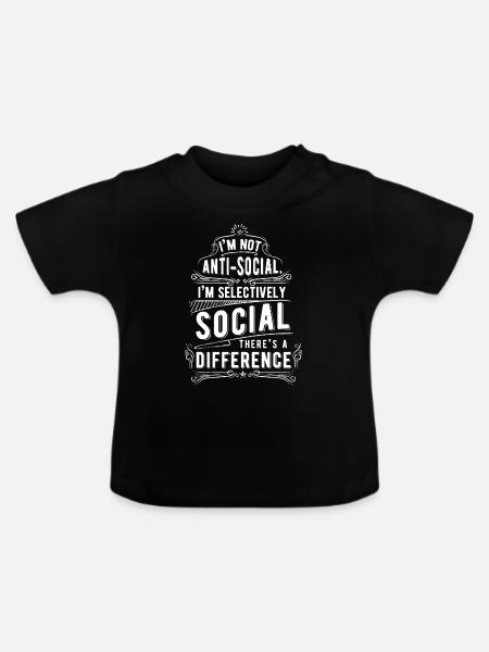Unsocial Antisozial Menschen Statement - Økologisk T-shirt til baby, rund hals - sort