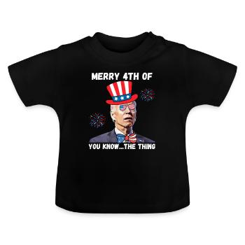 Biden dazed, merry 4th of you know - Baby Organic T-Shirt with Round Neck - black - Front