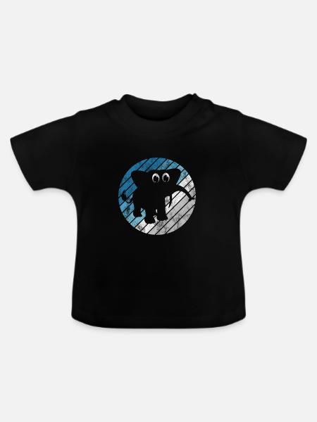 Elefanten Elefant für Kinder - Baby Bio-T-Shirt mit Rundhals - Schwarz