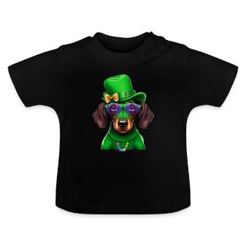 Saint-Patrick teckel Viennois Trèfle - T-shirt bio col rond Bébé - noir - Devant