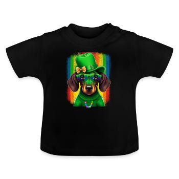 Saint-Patrick teckel Viennois Trèfle - T-shirt bio col rond Bébé - noir - Devant