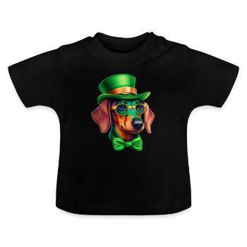 Saint-Patrick teckel Viennois Trèfle - T-shirt bio col rond Bébé - noir - Devant