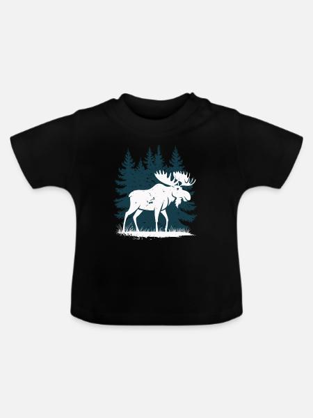 Elch - Baby Bio-T-Shirt mit Rundhals - Schwarz