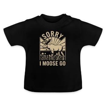 Sorry I Moose Go Elch - Baby Bio-T-Shirt mit Rundhals - Schwarz - Vorne