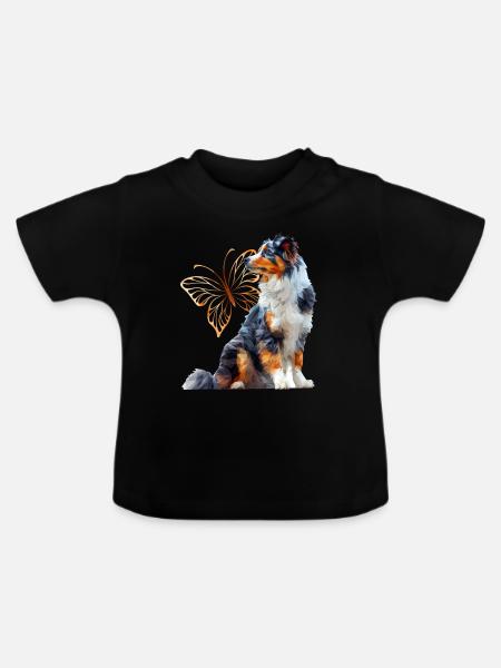 Englisches Schäferhund - Baby Bio-T-Shirt mit Rundhals - Schwarz