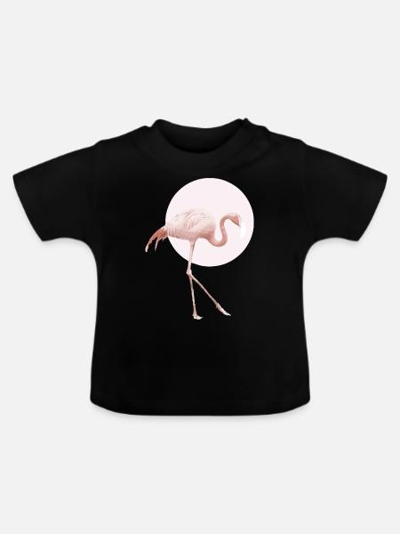 Flamingo Rosa - Baby Bio-T-Shirt mit Rundhals - Schwarz