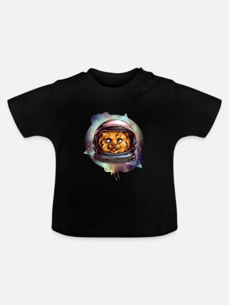 Weltraum Katze - Baby Bio-T-Shirt mit Rundhals - Schwarz