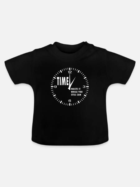 Time - Baby Organic T-Shirt with Round Neck - black