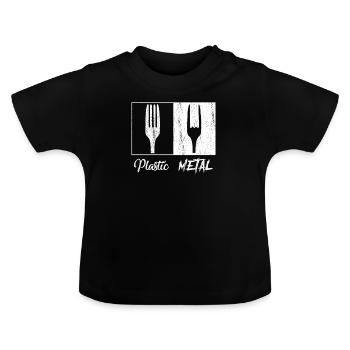 Funny heavy metal rocker fork rock gift - Baby Organic T-Shirt with Round Neck - black - Front