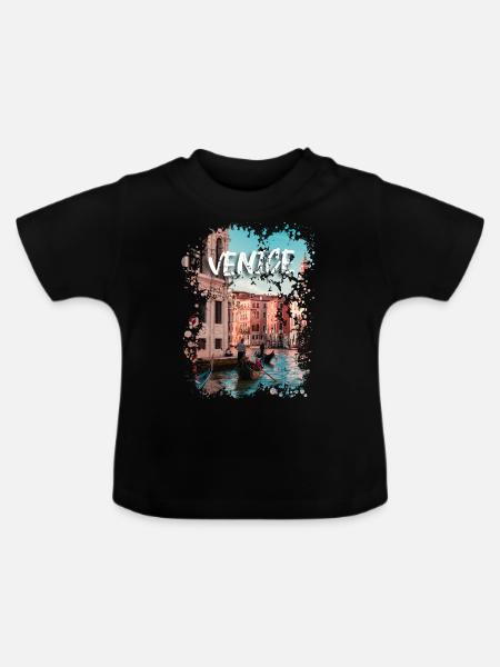 VENICE - ITALY - Baby Bio-T-Shirt mit Rundhals - Schwarz
