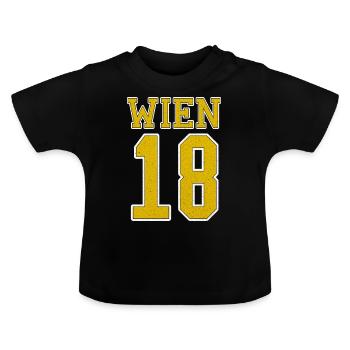 Österreich Wien 1180 Bezirk Währing Typografie - Baby Bio-T-Shirt mit Rundhals - Schwarz - Vorne