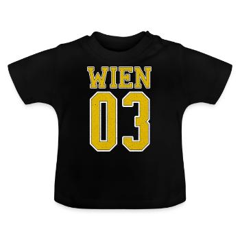 Österreich Wien 1030 Bezirk Landstraße Typografie - Baby Bio-T-Shirt mit Rundhals - Schwarz - Vorne