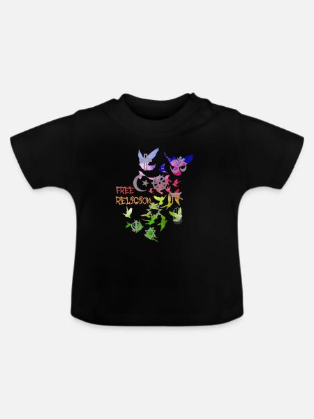 free religion,religion,tauben,bunt,graffiti - Baby Bio-T-Shirt mit Rundhals - Schwarz