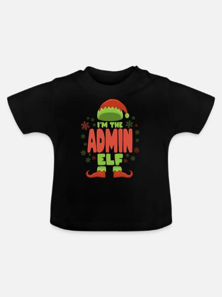 Admin Weihnachtself - Baby Bio-T-Shirt mit Rundhals - Schwarz