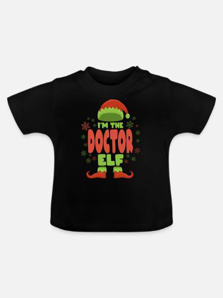 Doktor Weihnachtself - Baby Bio-T-Shirt mit Rundhals - Schwarz